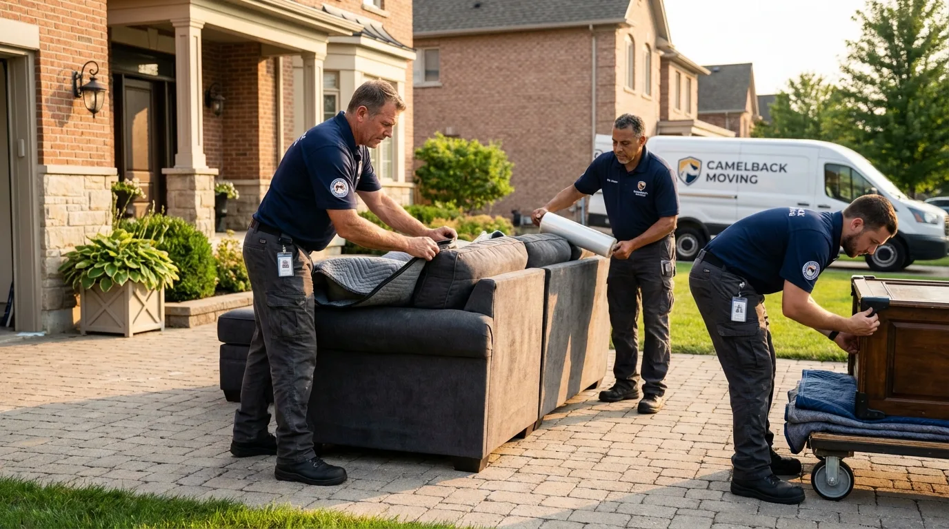 Large estate moving crew wrapping furniture in Winnett, MT
